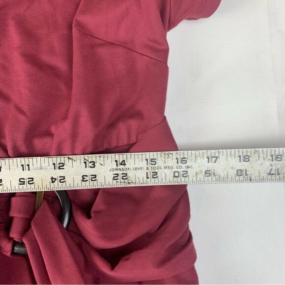 Torrid size 0 large 12 Red A-Line faux Wrap Midi Dress knee length wine - Picture 12 of 13